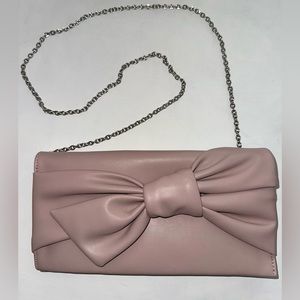 INC Bow Hands Through Clutch/Crossbody Mauve/Pink Purse